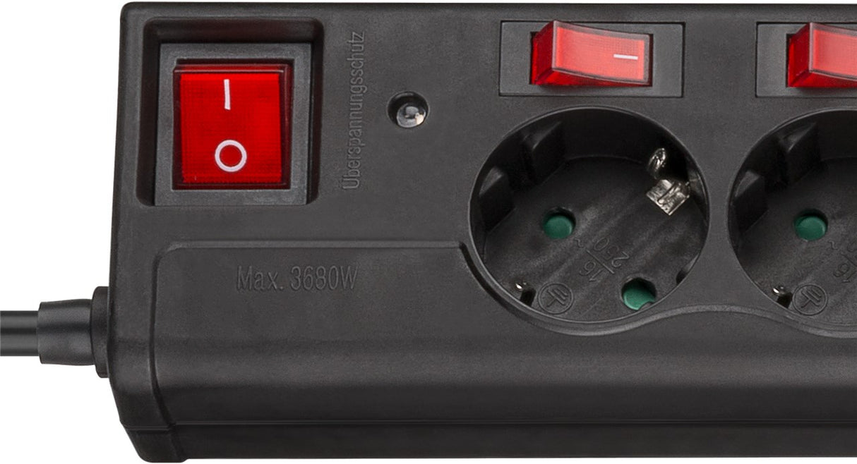 Regleta de Alimentación CA con Protección Contra Sobretensiones e Interruptor, 1.50 m