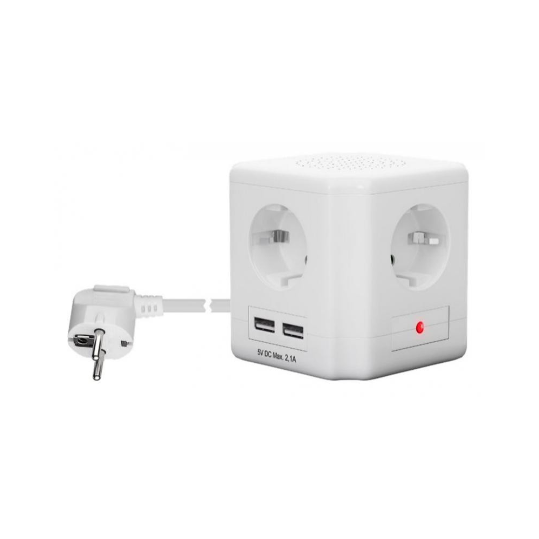 Cubo de Enchufe 4 Vías con Interruptor y 2 Puertos USB Regletas