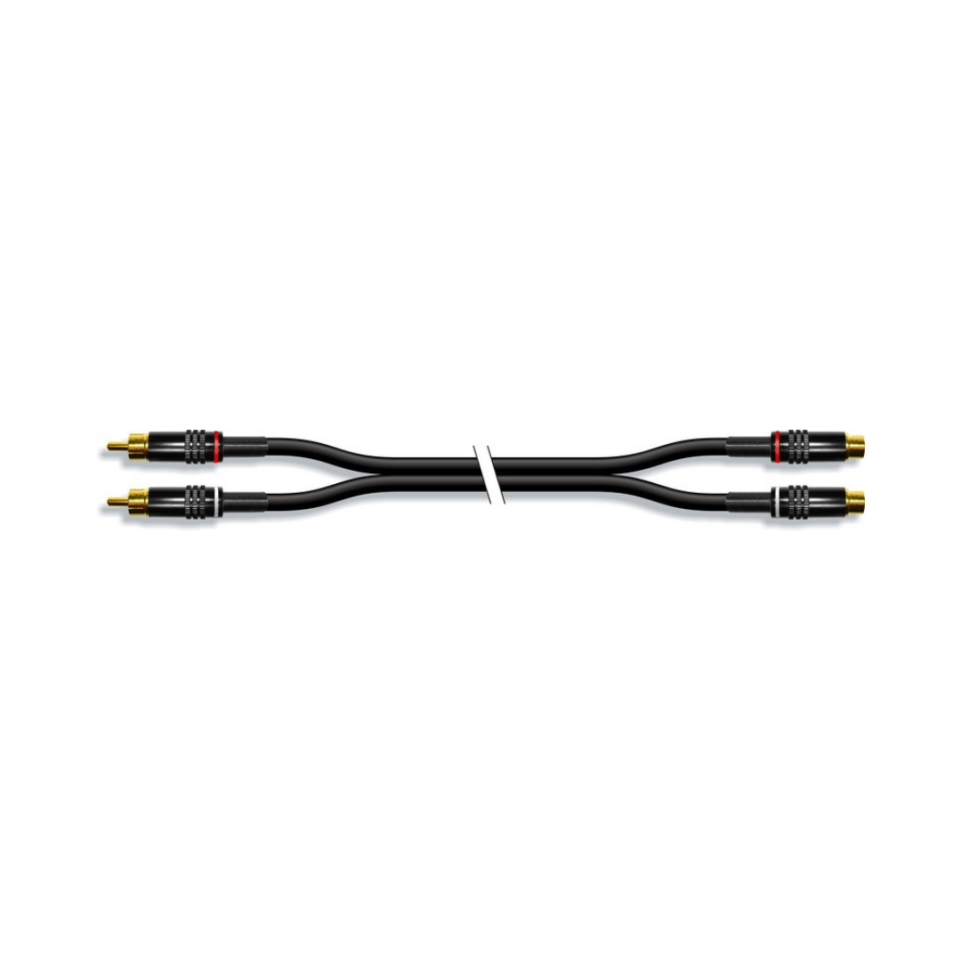 Stereo Audio Cable with 2 x RCA Male Connectors on One End and Metal Female - Various Sizes