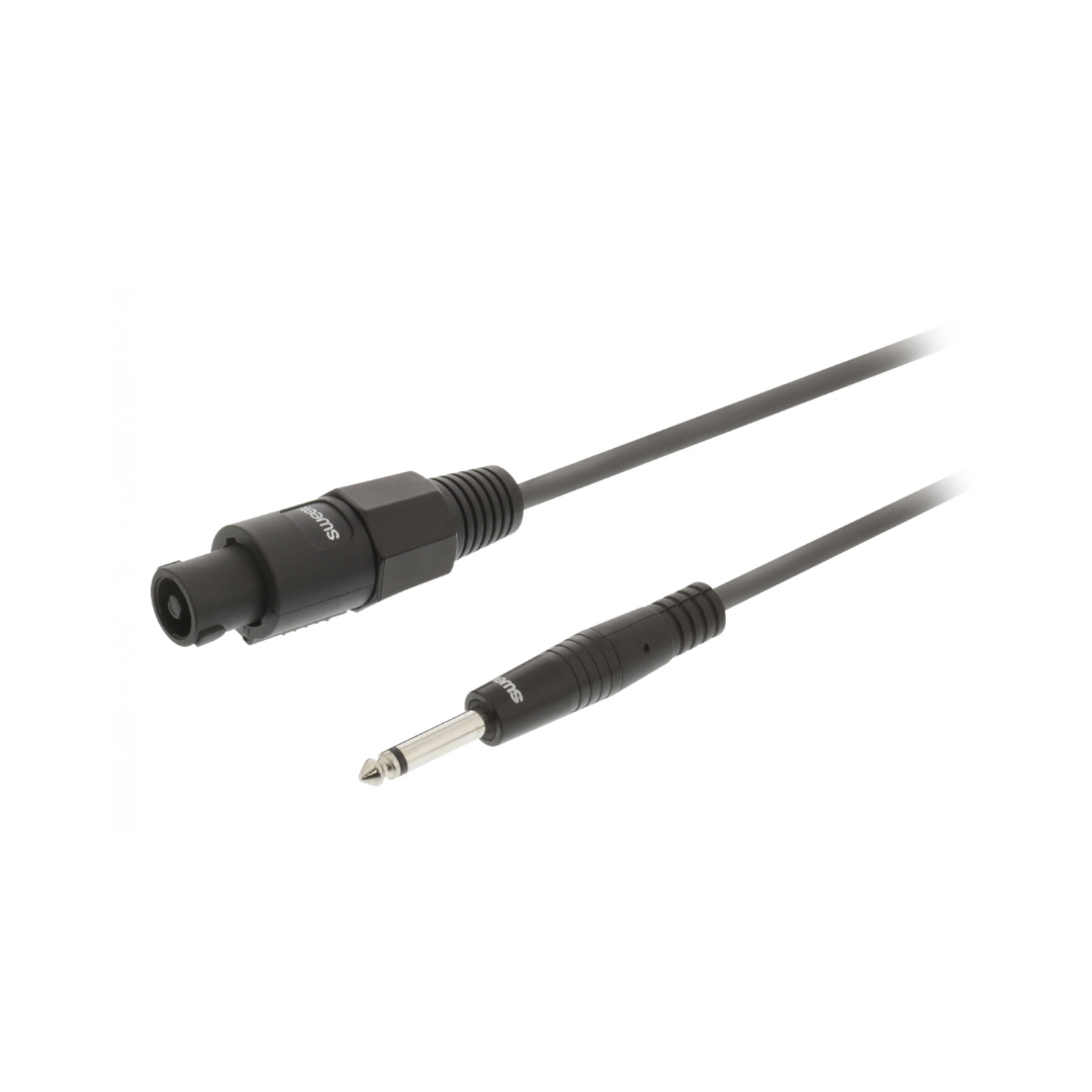 2 Pin Female - 6.35mm Male Speaker Cable 5.0m Dark Grey