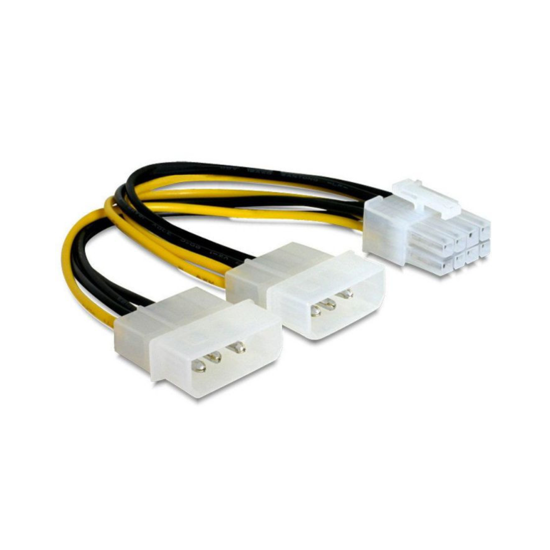 EPS 8 Pin Internal Power Cable to 2x Molex Male 0.15m