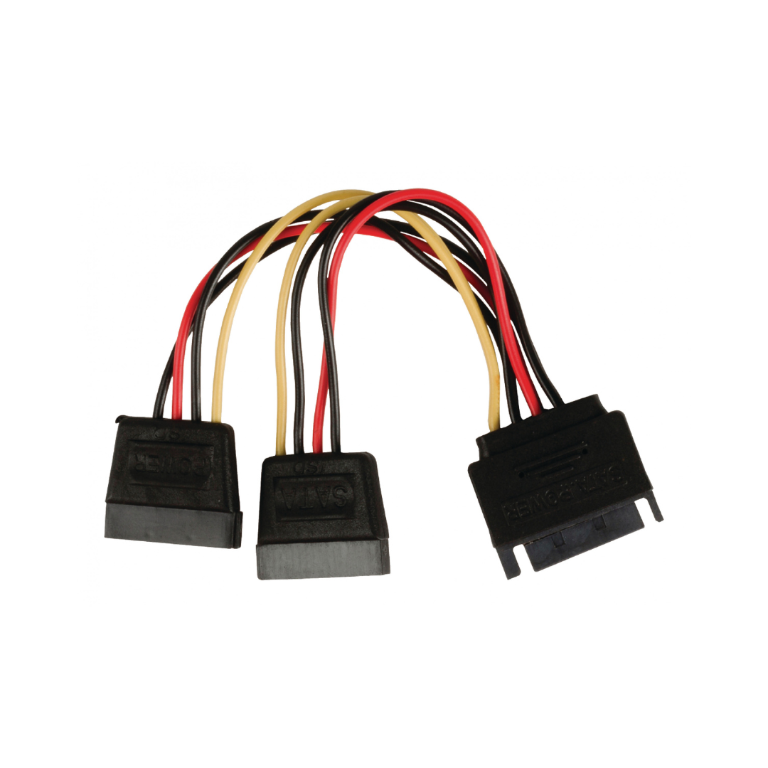 SATA Power Splitter Cable, SATA 15 Pin Male to 2x Female, 0.15 m, Multicolor