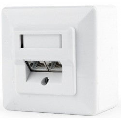 Caixa de parede com 2 portas Cat 6 RJ45 em formato Keystone UTP
