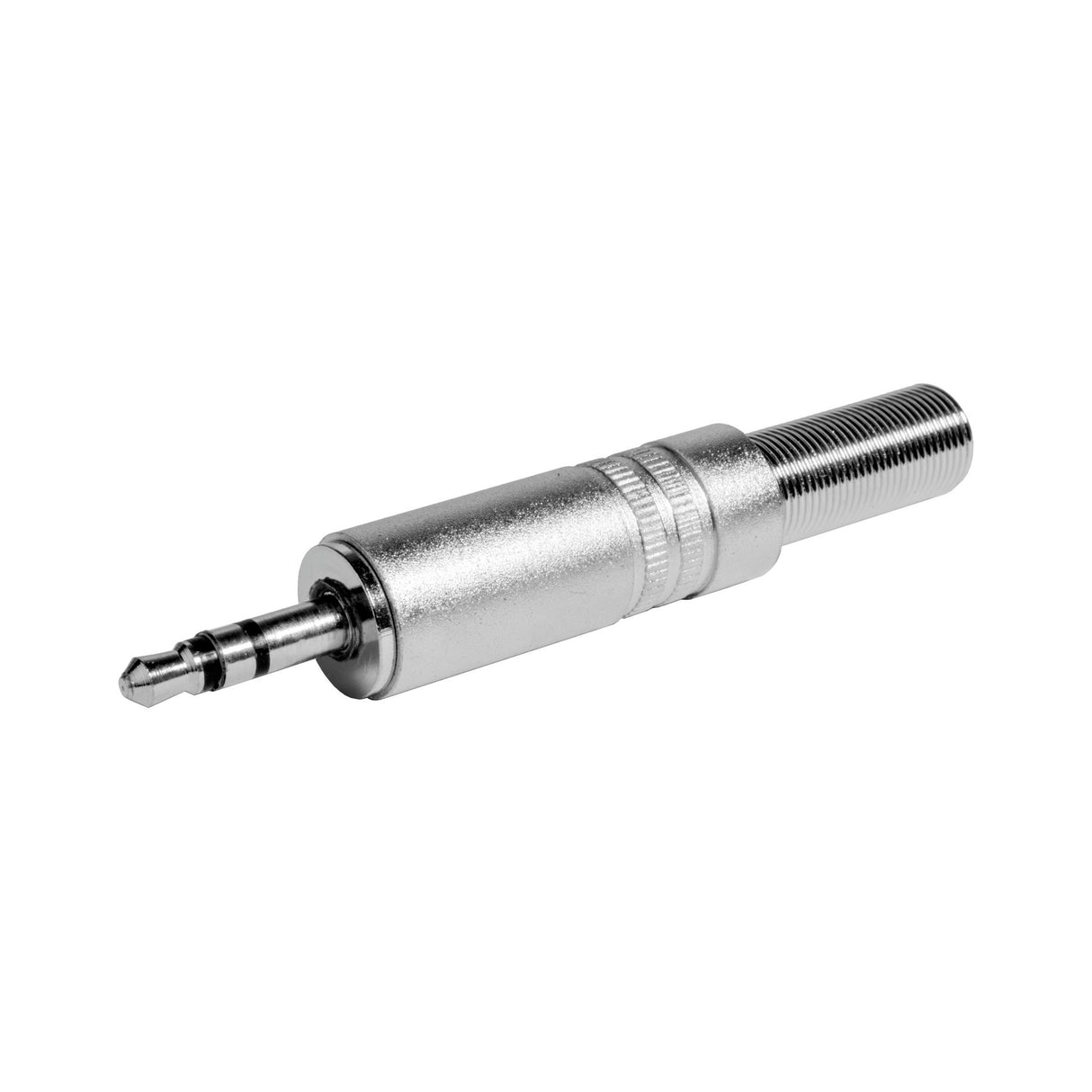 Conector mini jack estéreo macho de 3,5 mm para soldadura.