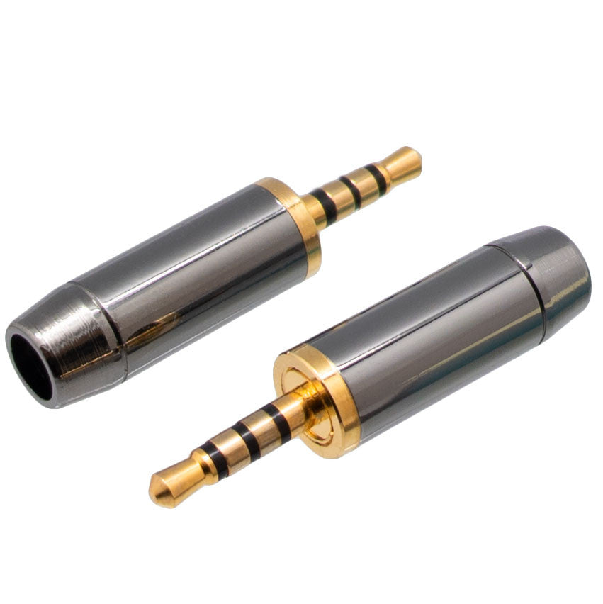 Conector metálico de 2,5 mm com 4 vias para soldadura de conectores de áudio.