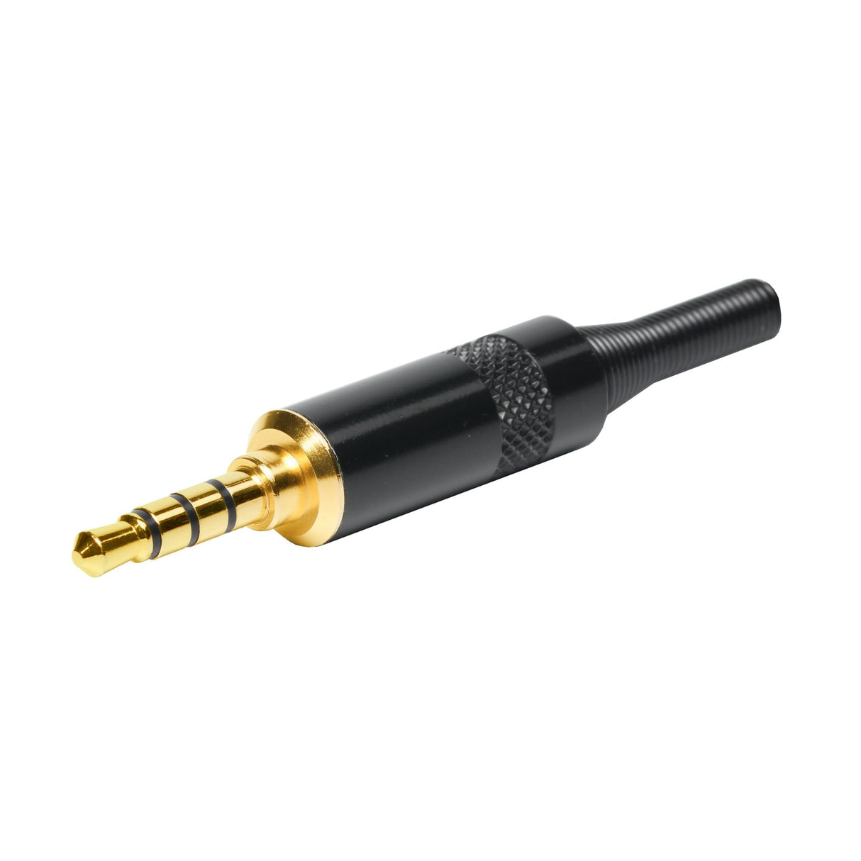 Conector mini jack macho de 3,5 mm com 4 contactos para soldadura. Conectores de áudio.