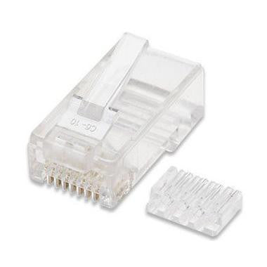 Conjunto de 10 conectores RJ45 para cabos UTP Cat6 com guia.