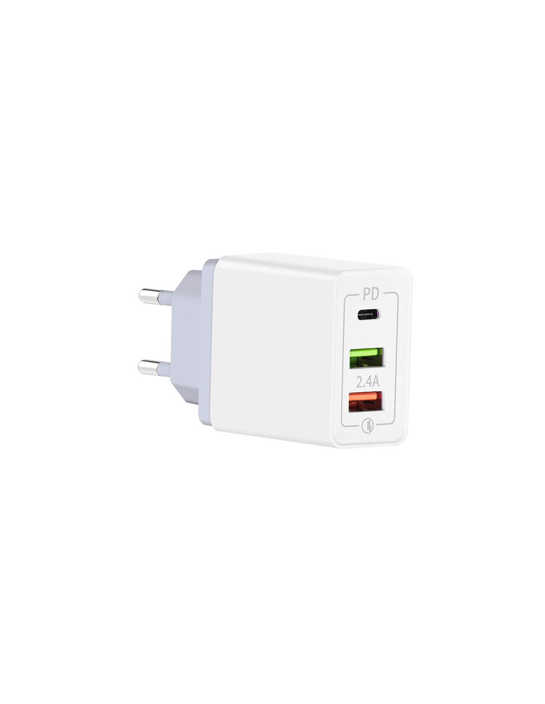 30W PD 5.4A Fast Charge mains charger (1xUSB-C 12W + 2xUSB-A 18W) - White