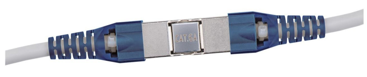 Conector de emenda de cabos Cat 6A STP com conectores RJ45