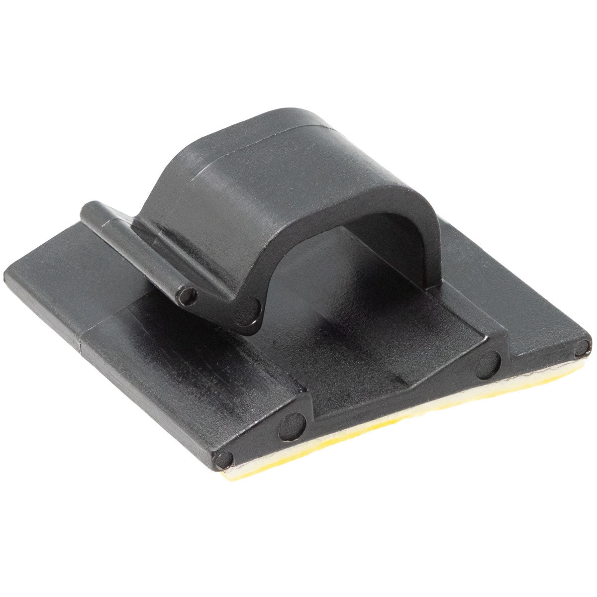 Clipe adesivo para fixação de cabos/tubos de 5 mm, embalagem de 10 unidades.