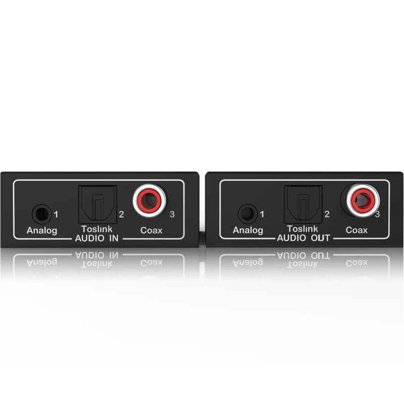 Digital & Analog Audio Extender by Cat5e/6 Up to 450m Extend Signal