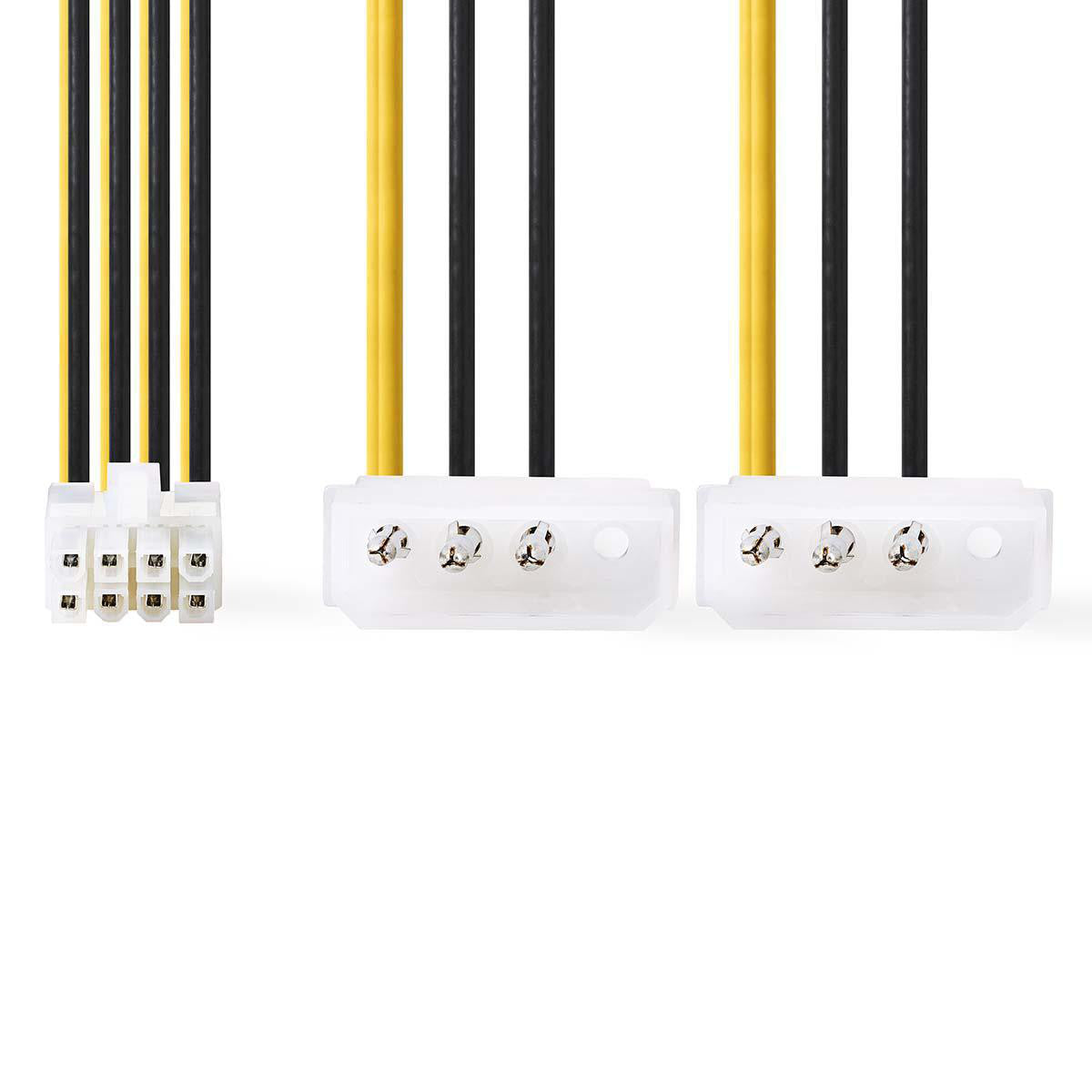 EPS 8 Pin Internal Power Cable to 2x Molex Male 0.15m