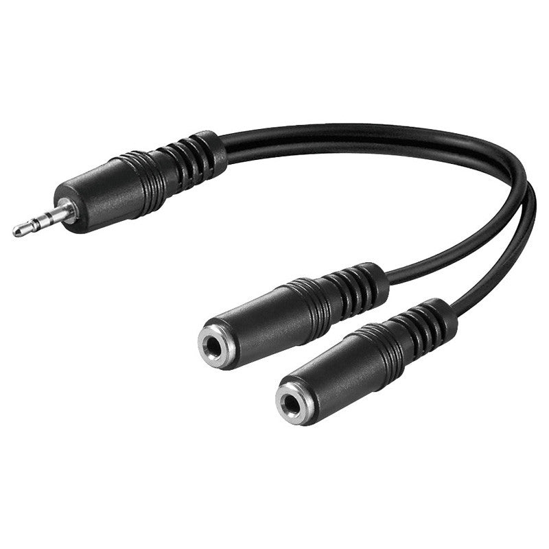 Cabo de 0,2 cm com conector minijack de 3,5 mm para 2 conectores estéreo fêmea.