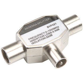 T-Antenna Splitter, 1 x Male to 2 x Female TV Adapter