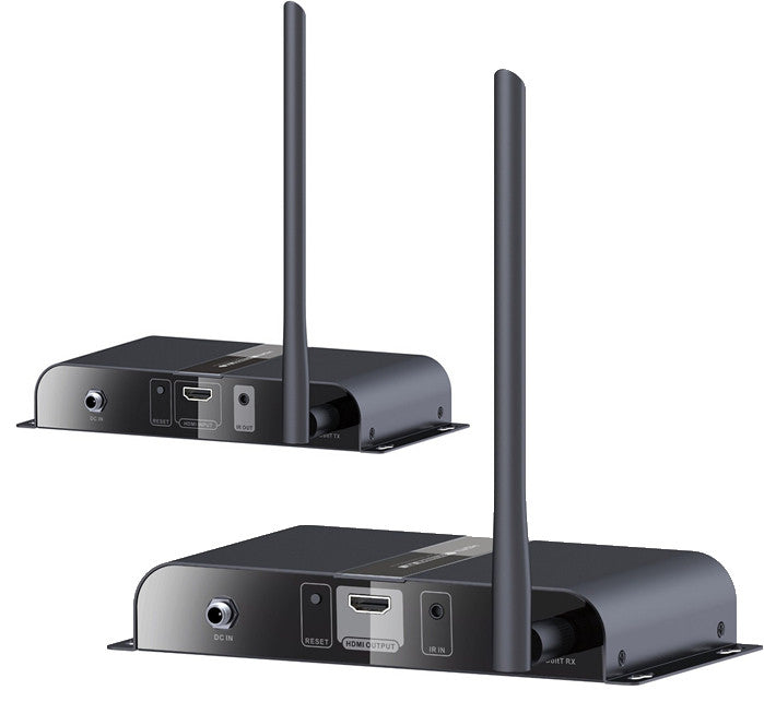 Extensor HDMI sem fios com alcance até 50 m e ligação de 5,8 GHz.