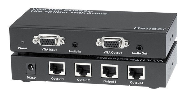 Extensão VGA via UTP + divisor 1x4 com sinal de áudio