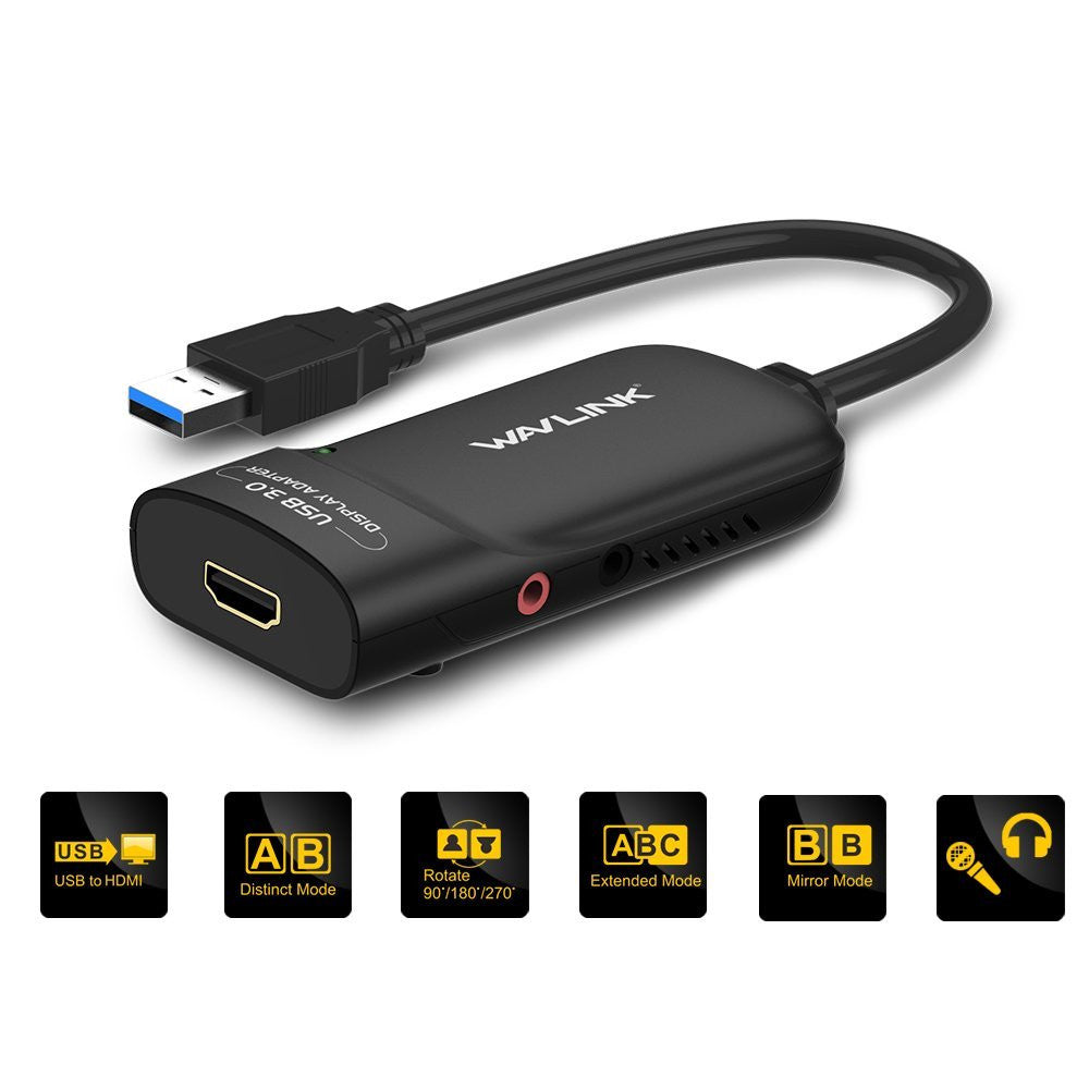Placa gráfica USB 3.0 para HDMI para Windows e Mac OS