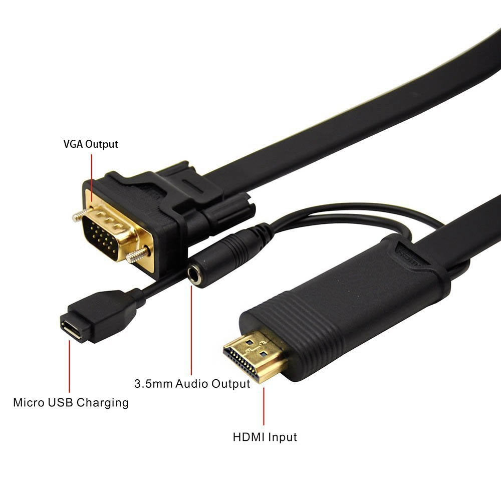 Cabo conversor HDMI para VGA de 2 m com adaptador de áudio