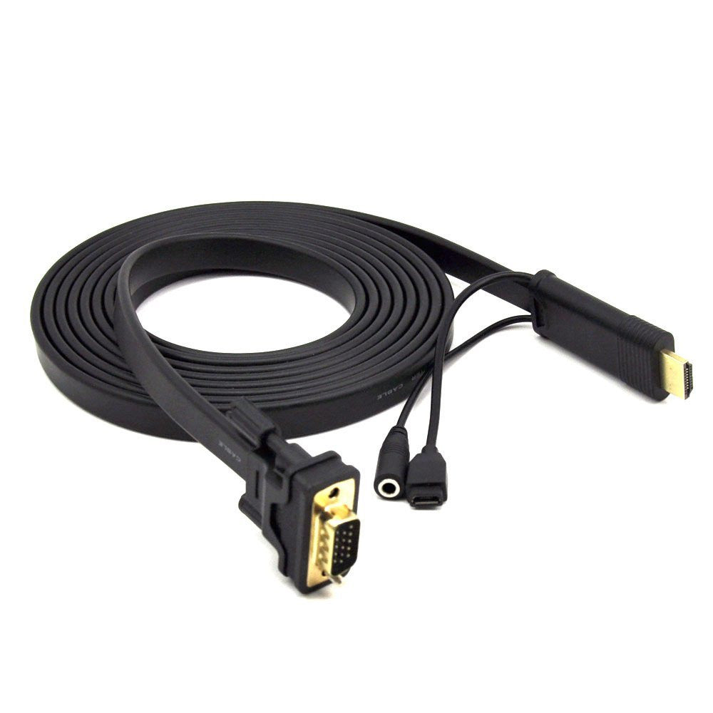 Cabo conversor HDMI para VGA de 2 m com adaptador de áudio