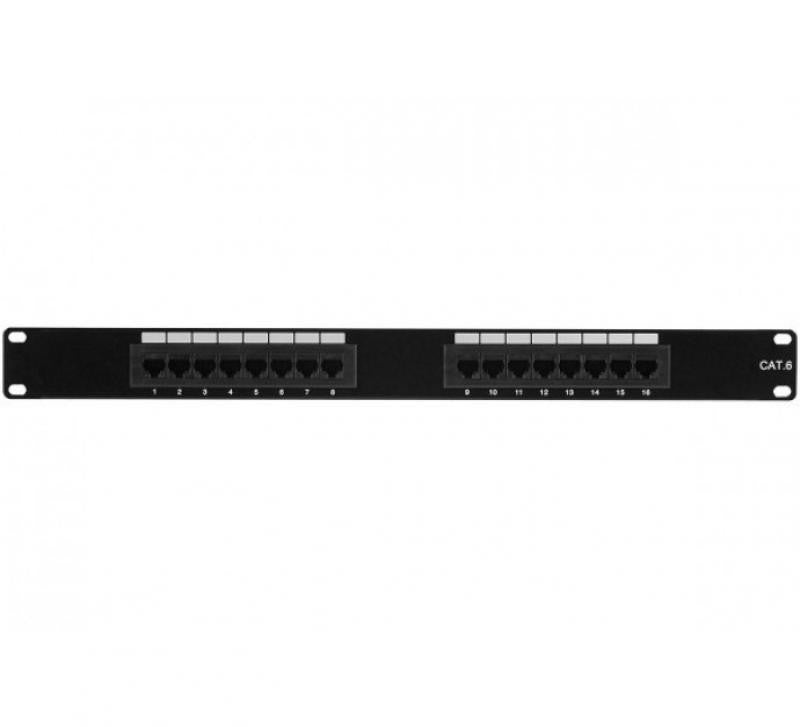 19" Rack Patch Panel with 16 Cat 6 UTP Sockets