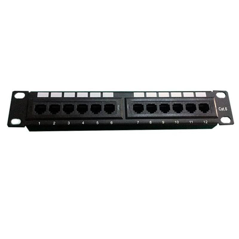 10" Rack Mount Patch Panel with 12 Cat 6 UTP Outlets