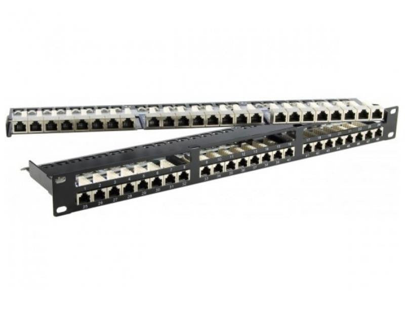 19" Rack Patch Panel with 48 STP Cat 6 Sockets