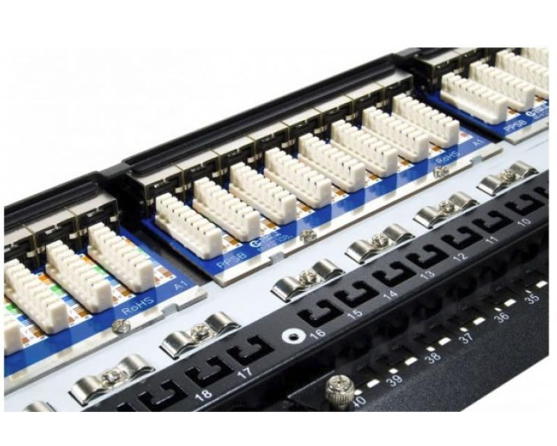 19" Rack Patch Panel with 48 STP Cat 6 Sockets