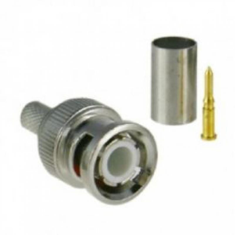 Conector BNC de cravação compatível com RG59 - 25 mm