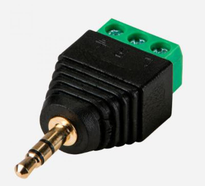 3.5 mm Stereo Jack Connector with 2 Terminal +/- Output Connectors