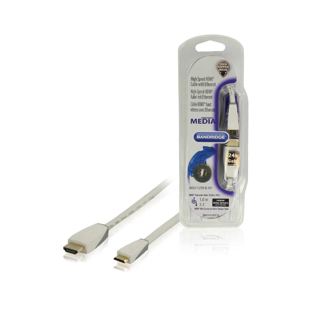 Cabo Mini HDMI de Alta Velocidade com Ethernet 1,00 m