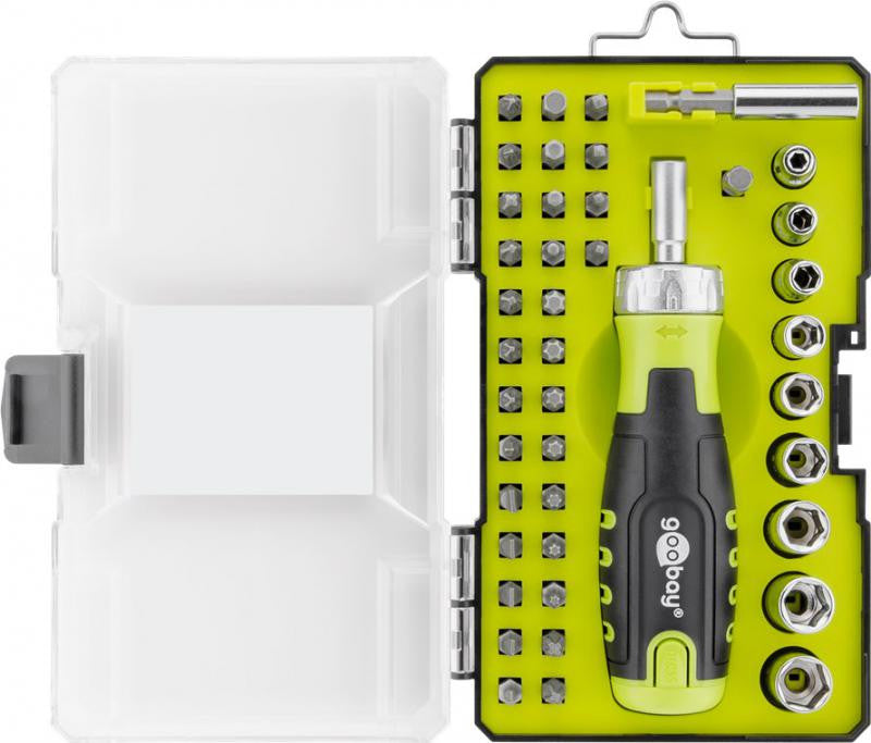 Screwdriver with 39 bits and accessories in box 74002