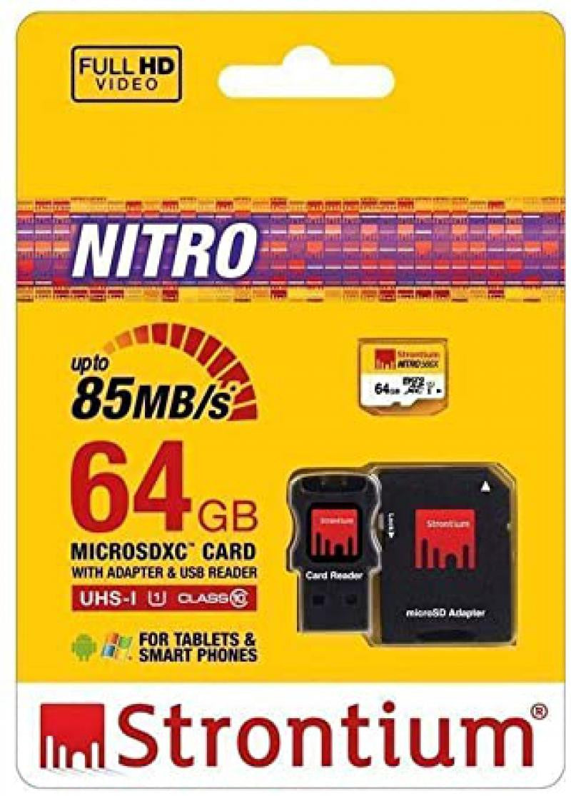 Cartão de memória Micro SD de 64 GB com adaptador USB