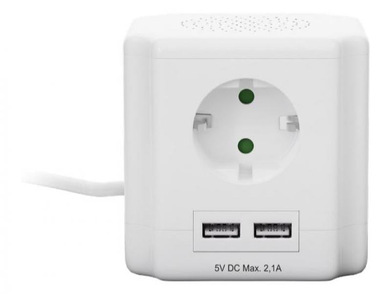 Cubo de Enchufe 4 Vías con Interruptor y 2 Puertos USB Regletas