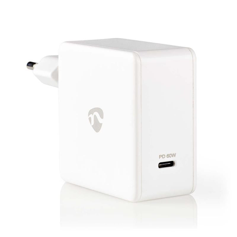 Carregador de parede USB-C PD3.0 branco de 60 W