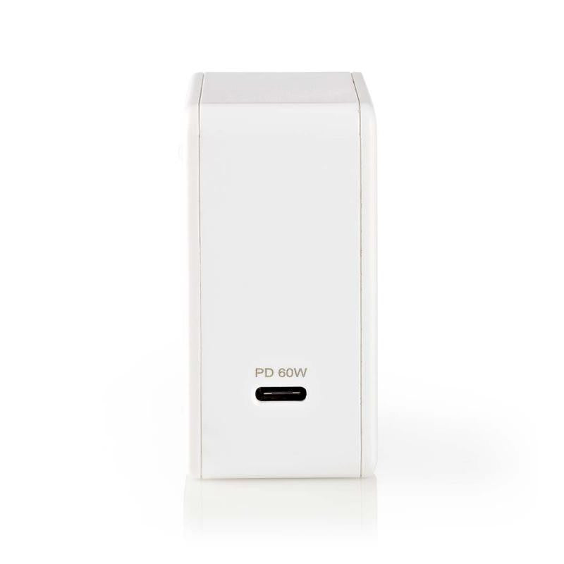 Carregador de parede USB-C PD3.0 branco de 60 W