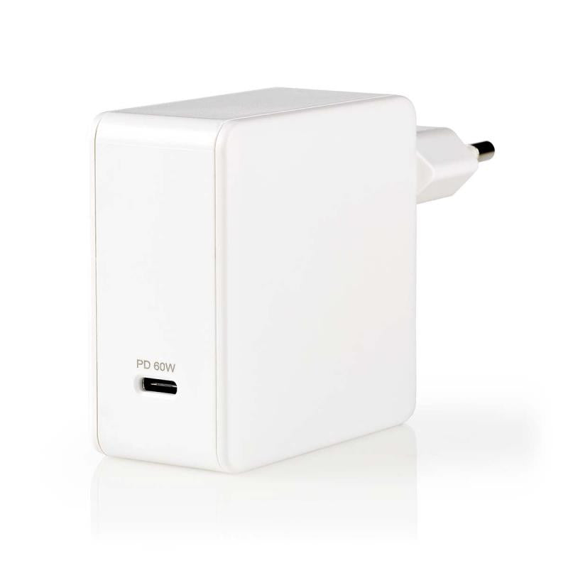Carregador de parede USB-C PD3.0 branco de 60 W