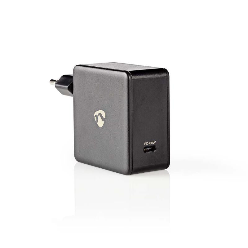 Carregador de parede USB-C PD3.0 de 60 W em preto