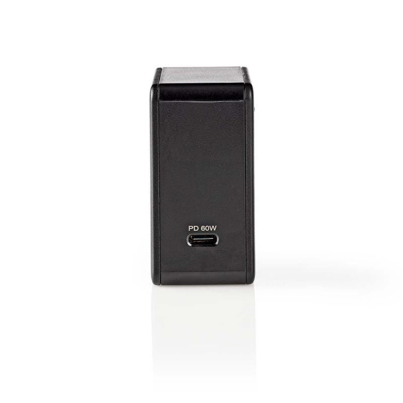Carregador de parede USB-C PD3.0 de 60 W em preto