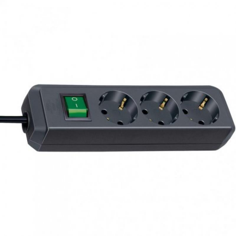 Brennenstuhl Eco-line Power Strip 3 Sockets + Switch 1.5m Black