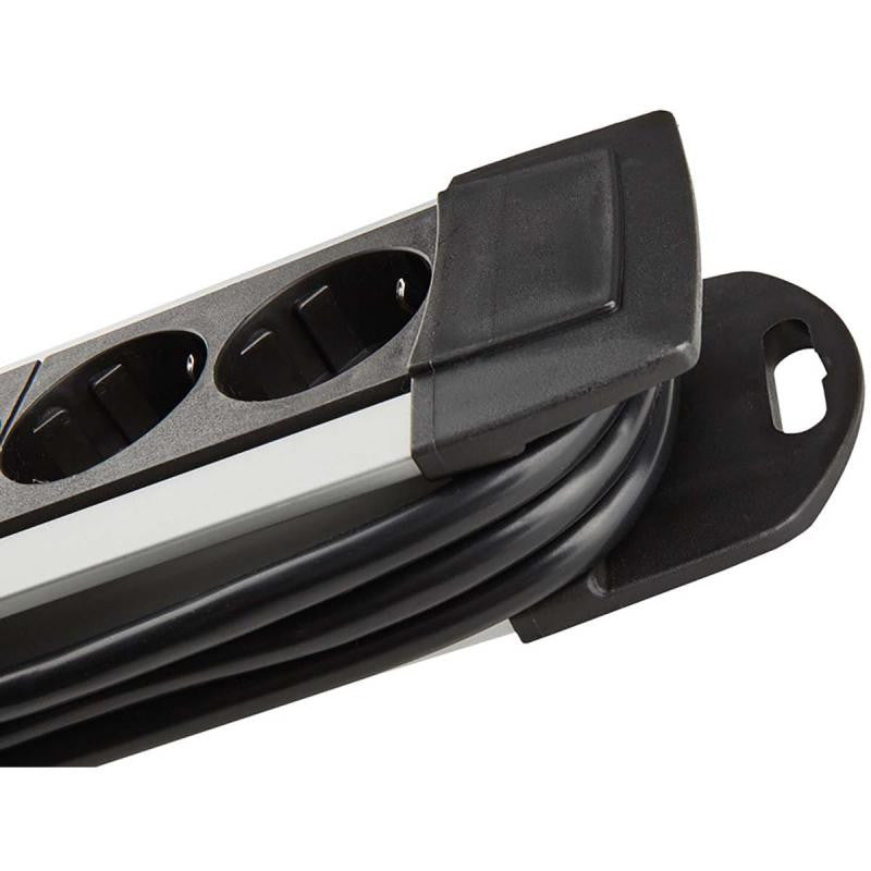 Brennenstuhl 4-Way Aluminum Power Strip, Black 1.8m