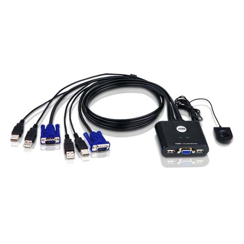 Switch KVM de 2 portas VGA/USB com seletor de porta remoto
