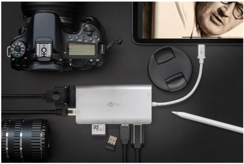 Base USB-C para HDMI + 2x USB 3.0 + CR-C RJ45 VGA 3.1