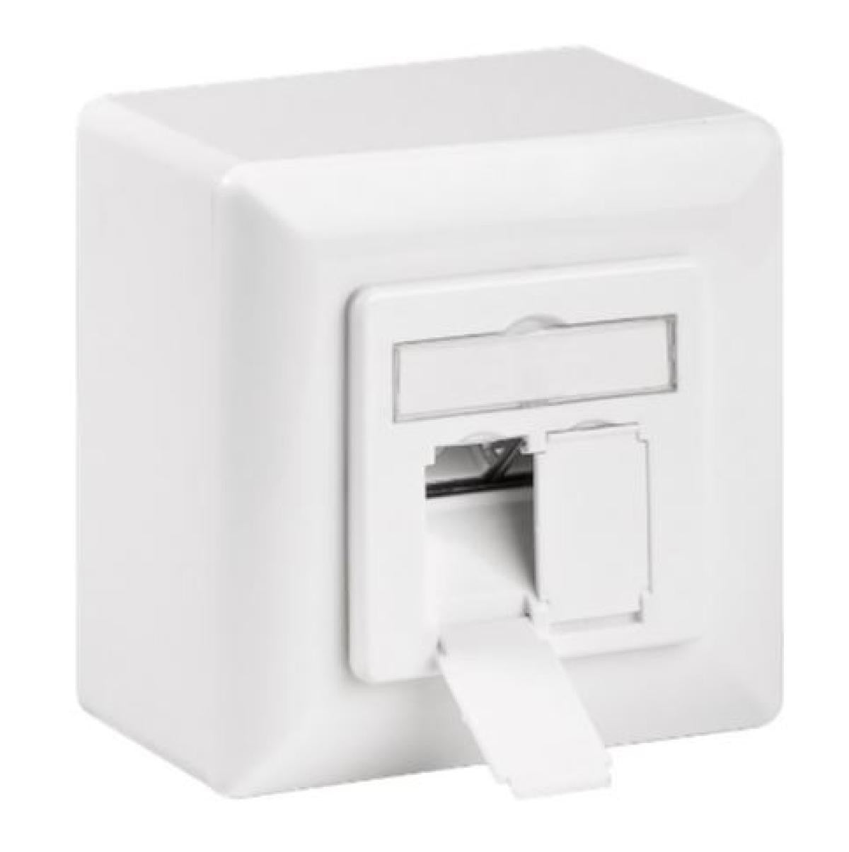 Caixa de parede universal CAT 6a com moldura de montagem UTP incluída.