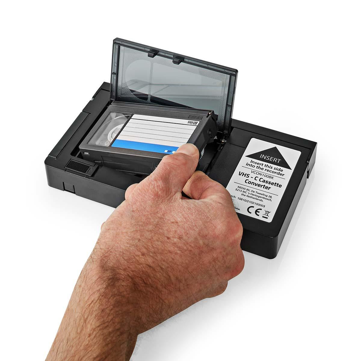 VHS-C Tape Converter | to VHS - Plug & Play Black