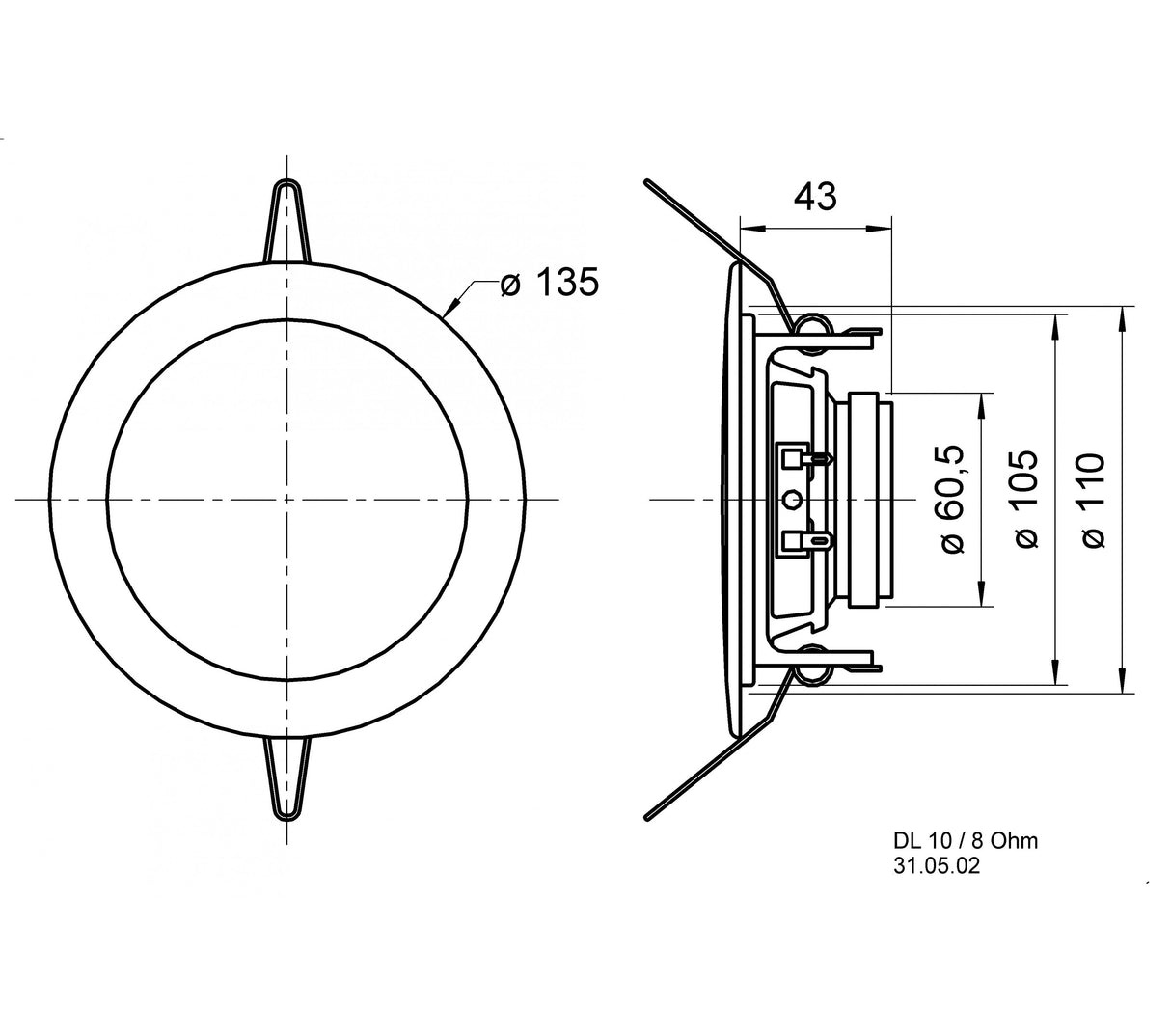 Coluna de som de teto de 8 Ohms e 30 W