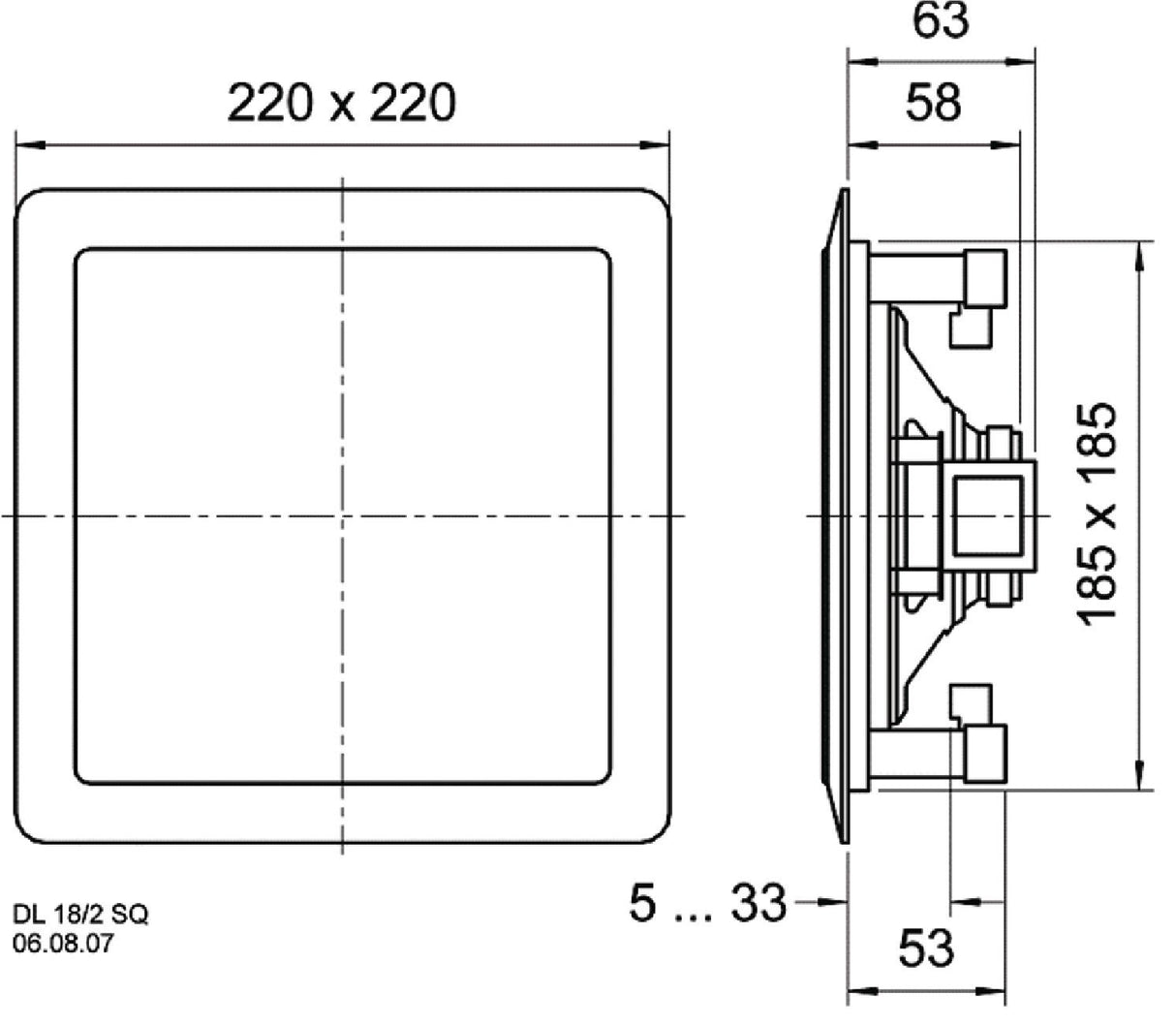 Coluna de 2 vias para teto e parede, 8 Ohms, 60 W