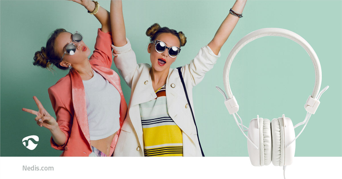 Wired Headphones | Round Foldable Headband 1.2m White