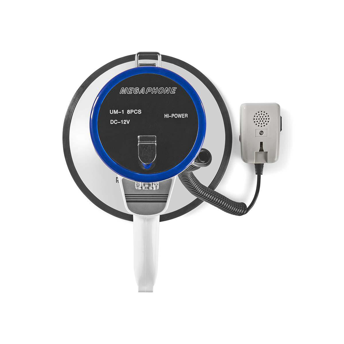 Megáfono | 25 W Alcance de 1500 m Micrófono Extraíble Blanco/azul