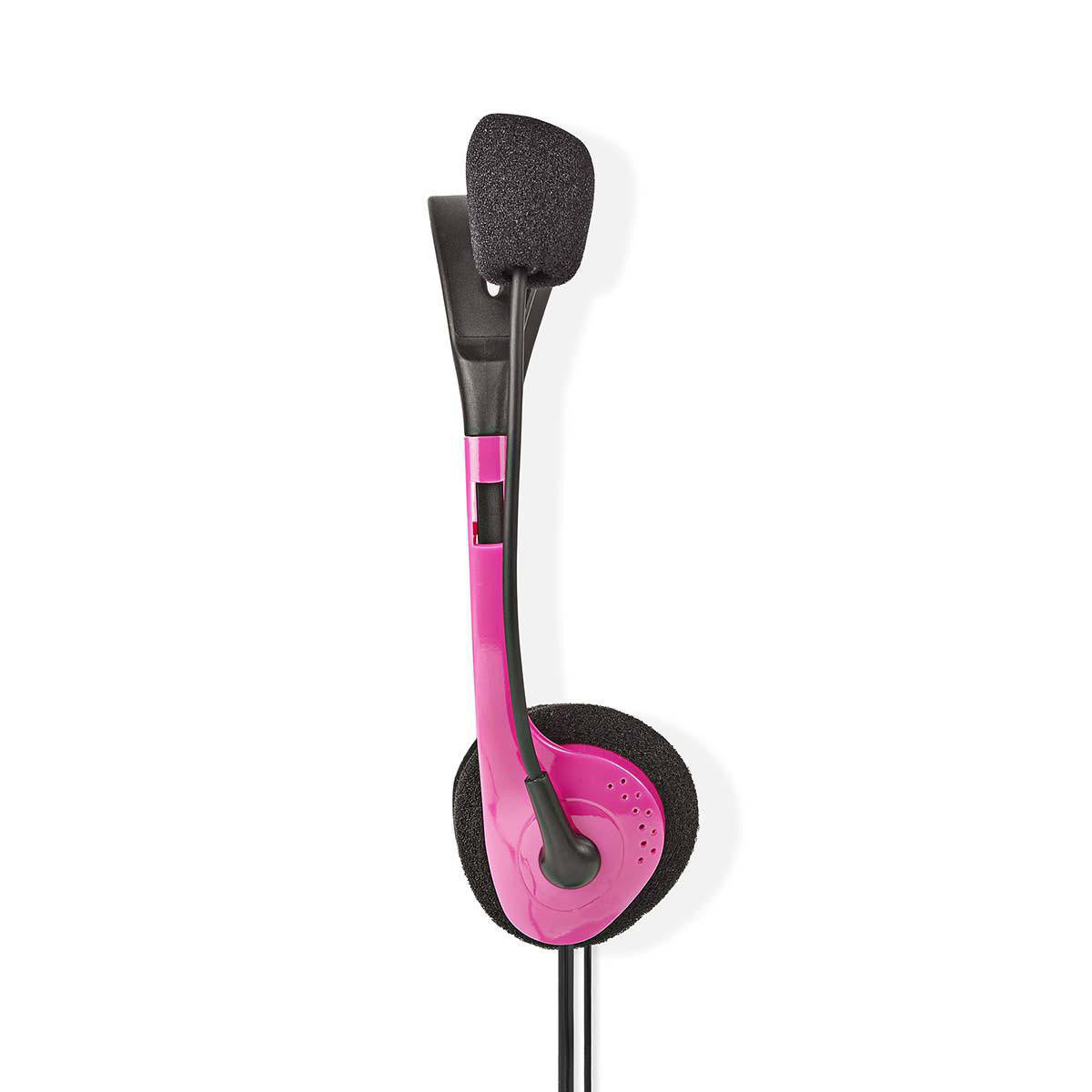Auscultadores para PC | Headset com 2 conectores de 3,5 mm, cabo de 2,0 m, cor-de-rosa