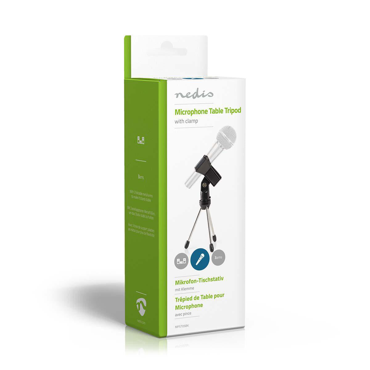 Suporte de mesa para microfone | Até 0,8 kg Preto Prata